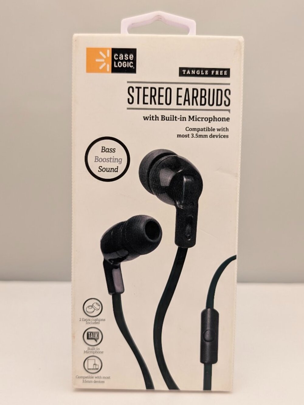 CASE LOGIC Tangle Free WIRED Stereo Earbuds with Microphone | CL-AU-EB-121-BK